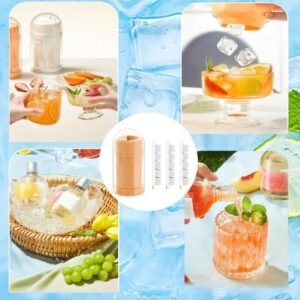 Ice Cube Rotatable Bottle Cup with 3 Ice Cube Trays and Dust Proof Cover