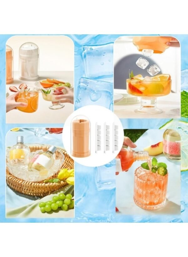 Ice Cube Rotatable Bottle Cup with 3 Ice Cube Trays and Dust Proof Cover