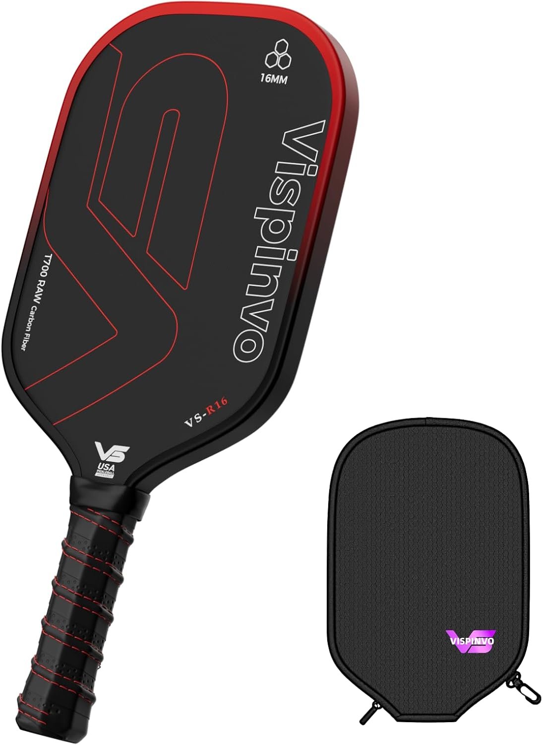 VISPINVO T700 Carbon Fiber Pickleball Paddles, USAPA, 16mm Power Core